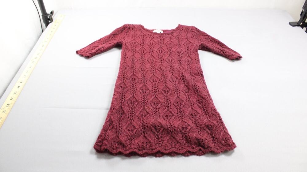 Cat & Jack Dress Girls XS Burgundy Geometric Long Sleeve Shell: Stretch Shimmer